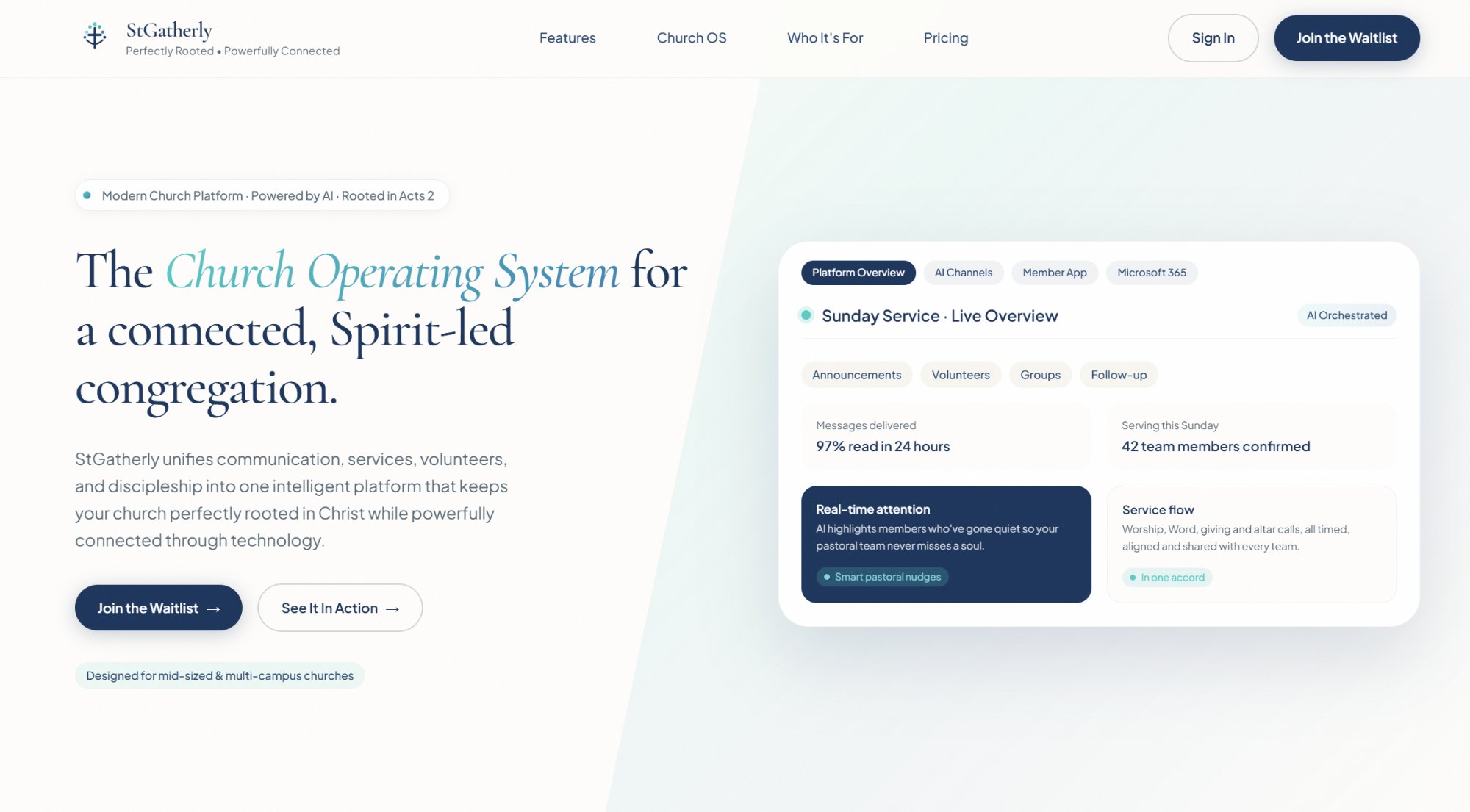 StGatherly platform landing page